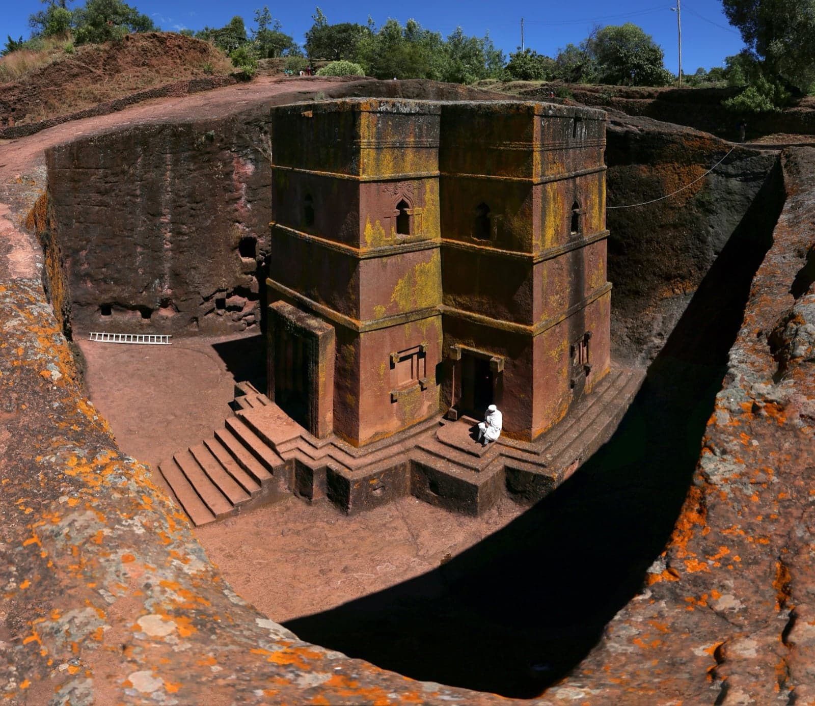 The cross-shaped Church of Saint George at Lalibela, carved out of solid rock