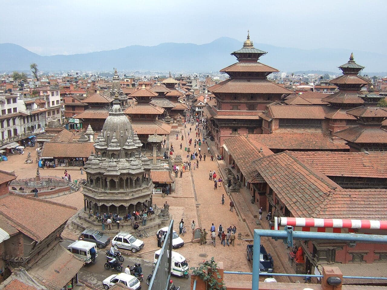 Old temples and red-brick buildings in Patan Durbar Square