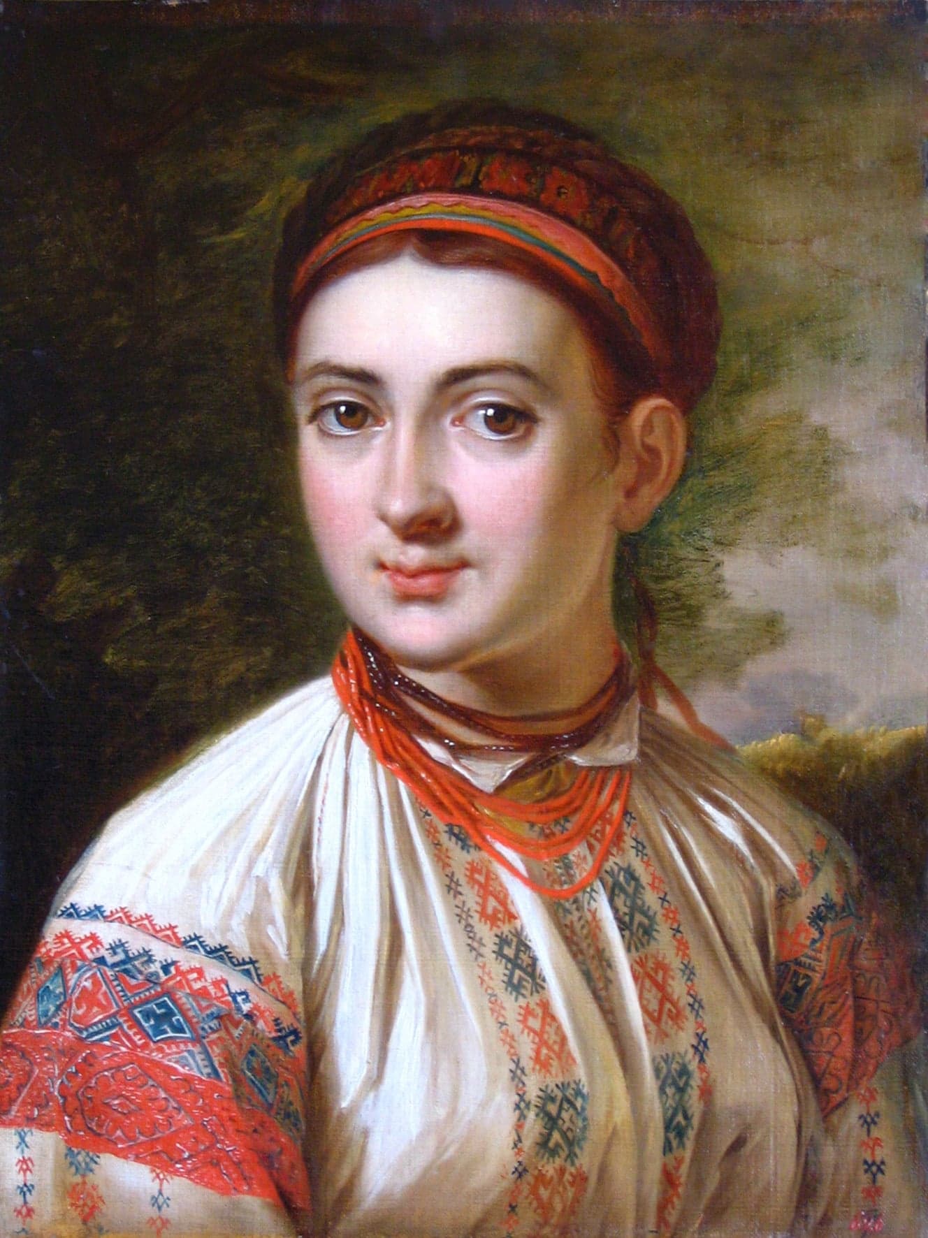 A traditional Ukrainian vyshyvanka shirt with red and black embroidery