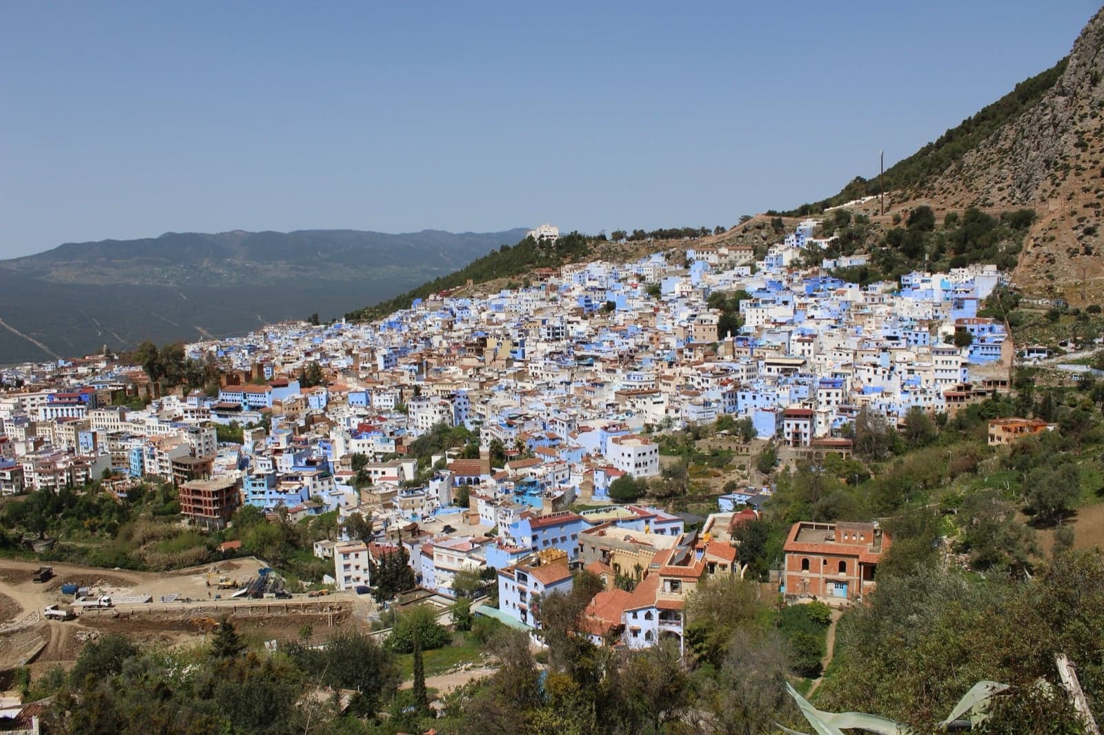 Blue-painted houses, doors and steps in the mountain town of Chefchaouen